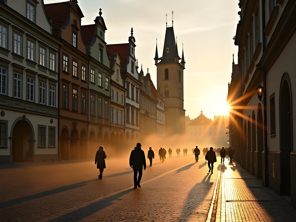 Early morning empty streets in Prague's Old Town