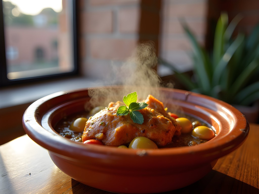 Traditional Moroccan tagine dinner at La Sqala restaurant in Casablanca's old fortress walls