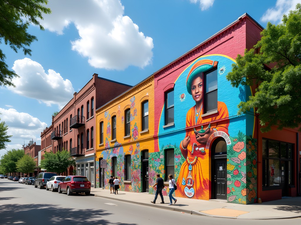 Vibrant street art murals in Chicago's Pilsen neighborhood showcasing Mexican cultural heritage
