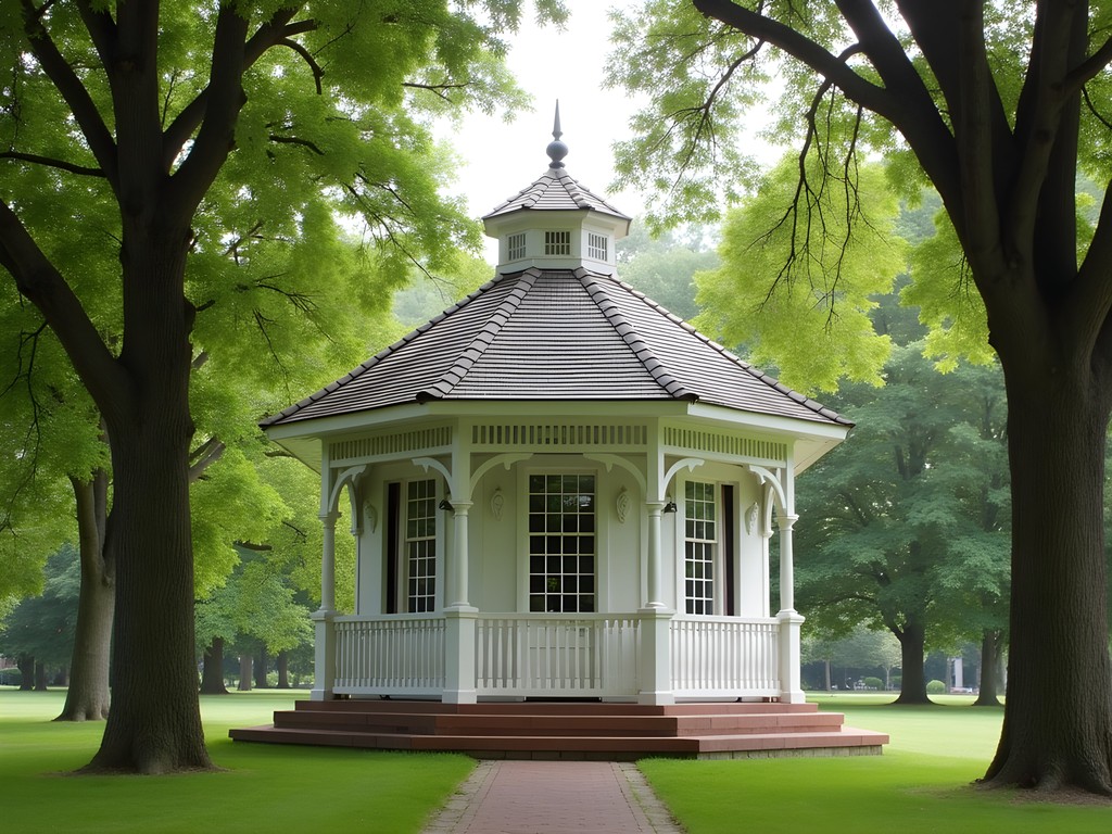 Historic octagonal bandstand in White Park Concord New Hampshire