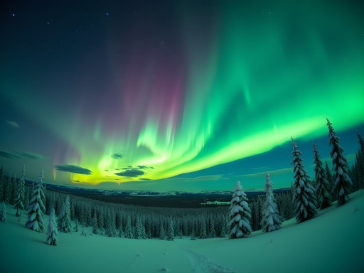 Northern Lights dancing over Murphy Dome viewing area near Fairbanks