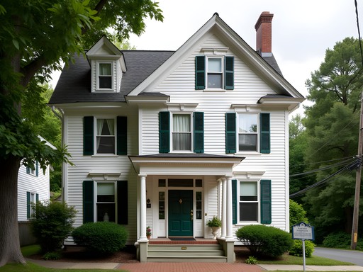 Victorian Lizzie Borden house museum in Fall River Massachusetts with period architecture