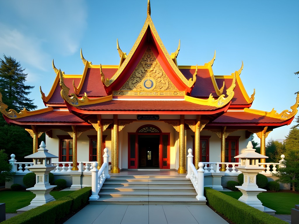 Ornate Vietnamese Buddhist temple architecture at Kinh Do Temple Federal Way