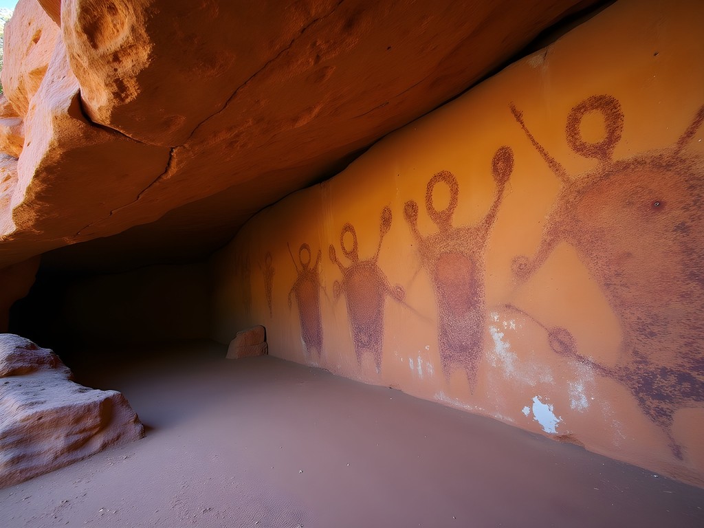 Ancient indigenous rock art at Arkaroo Rock in Ikara-Flinders Ranges National Park