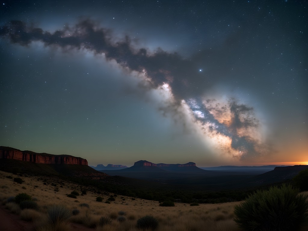 Spectacular Milky Way galaxy over Wilpena Pound in Flinders Ranges National Park