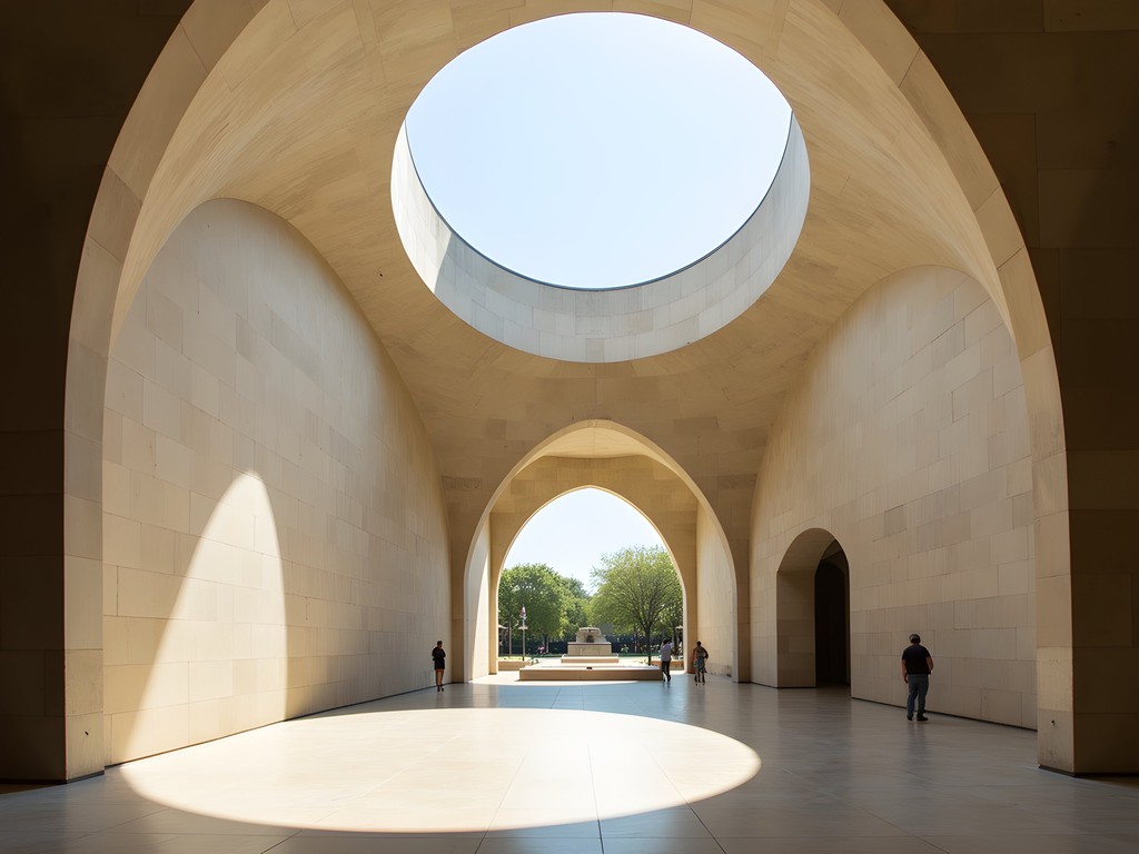 Kimbell Art Museum's iconic vaulted ceiling with natural light