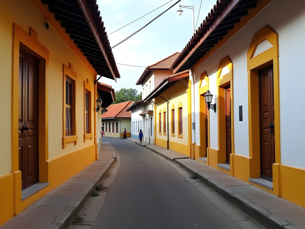 Dutch colonial architecture along a narrow street in Galle Fort