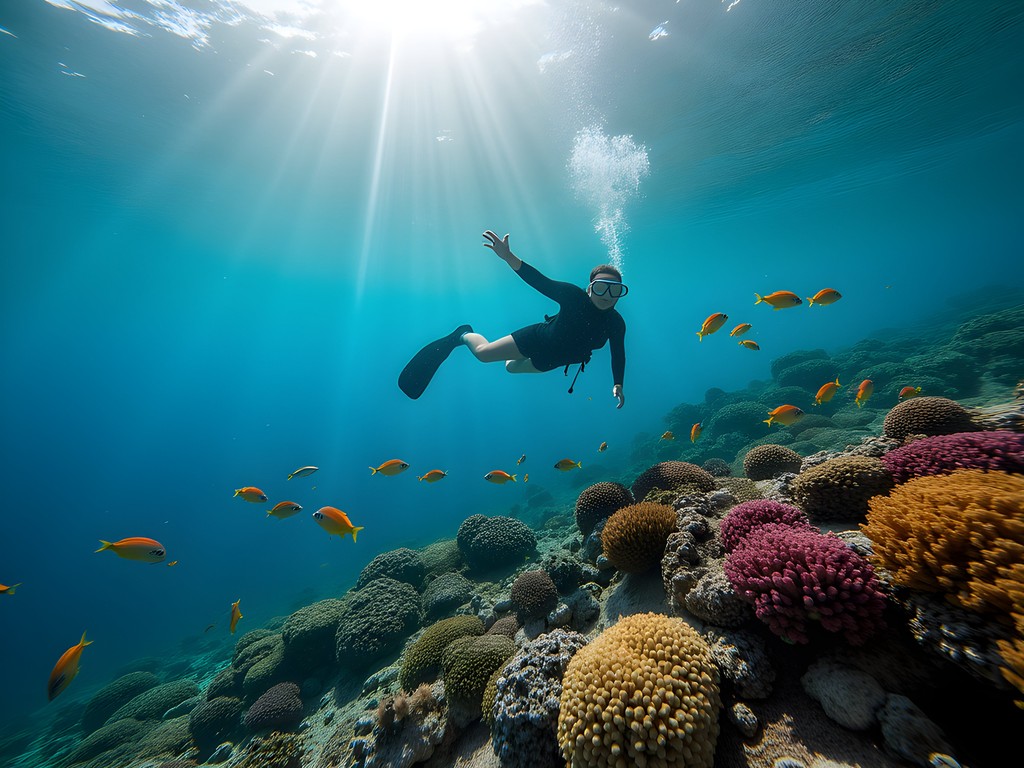 Snorkeling in the clear waters of Indian Bay with colorful coral and tropical fish