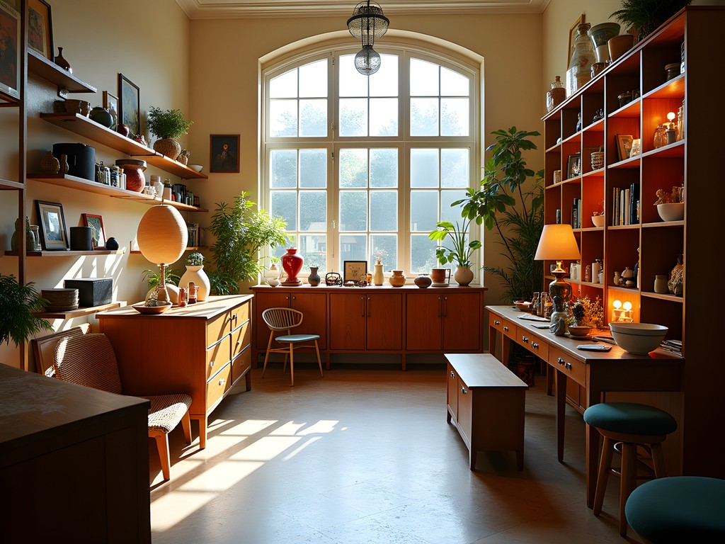 Vintage shopping in Graz's trendy Lend district with shops displaying mid-century items
