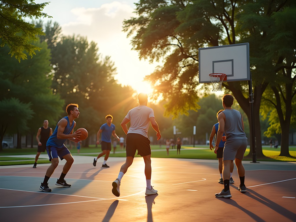 Nathan playing basketball at outdoor courts in Green Bay