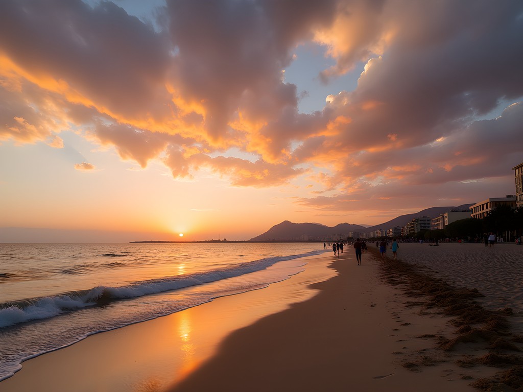 Sunset over the Mediterranean from Dado Beach in Haifa
