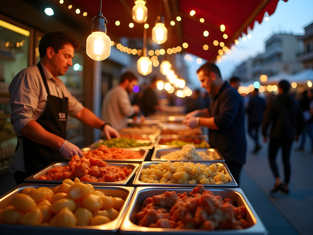 Evening food market in Wadi Nisnas neighborhood of Haifa