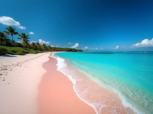 Pink sands of Elbow Beach in Bermuda with turquoise waters