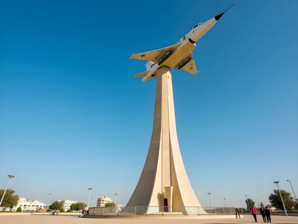 Hargeisa's Independence Monument featuring a MiG fighter jet on a pedestal