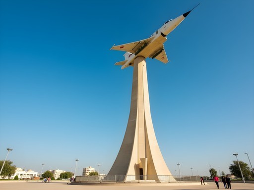 Hargeisa's Independence Monument featuring a MiG fighter jet on a pedestal