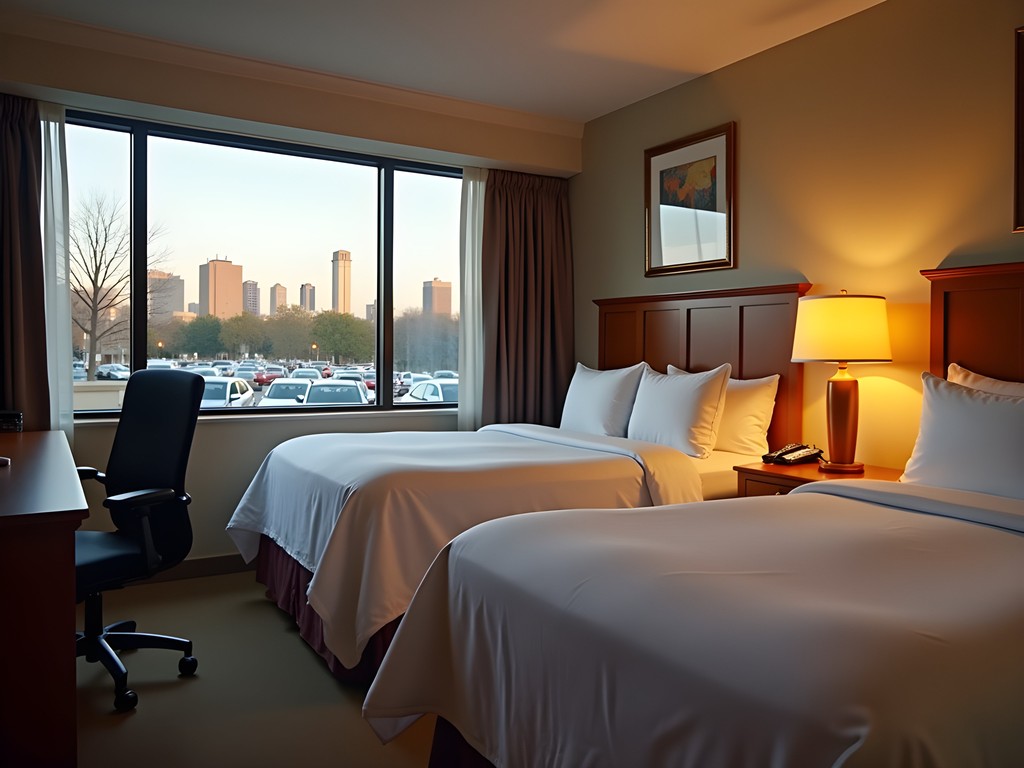 Budget hotel in Horn Lake with Memphis skyline in distance