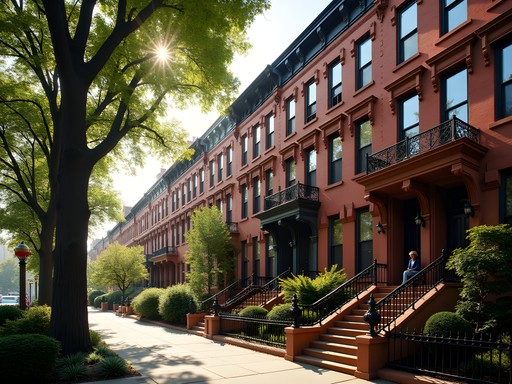 Historic brownstone buildings in Jersey City's Hamilton Park neighborhood