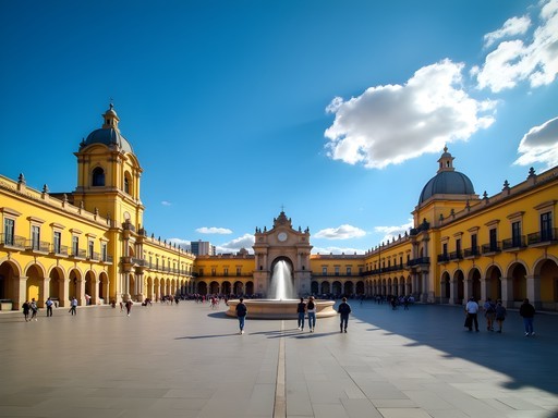 The colorful colonial buildings surrounding Plaza Mayor in Lima's historic center