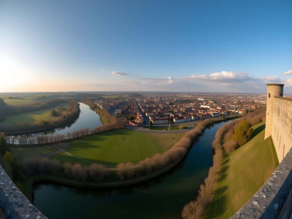 Panoramic view from Fort Sint Pieter showing Maastricht cityscape and surrounding countryside