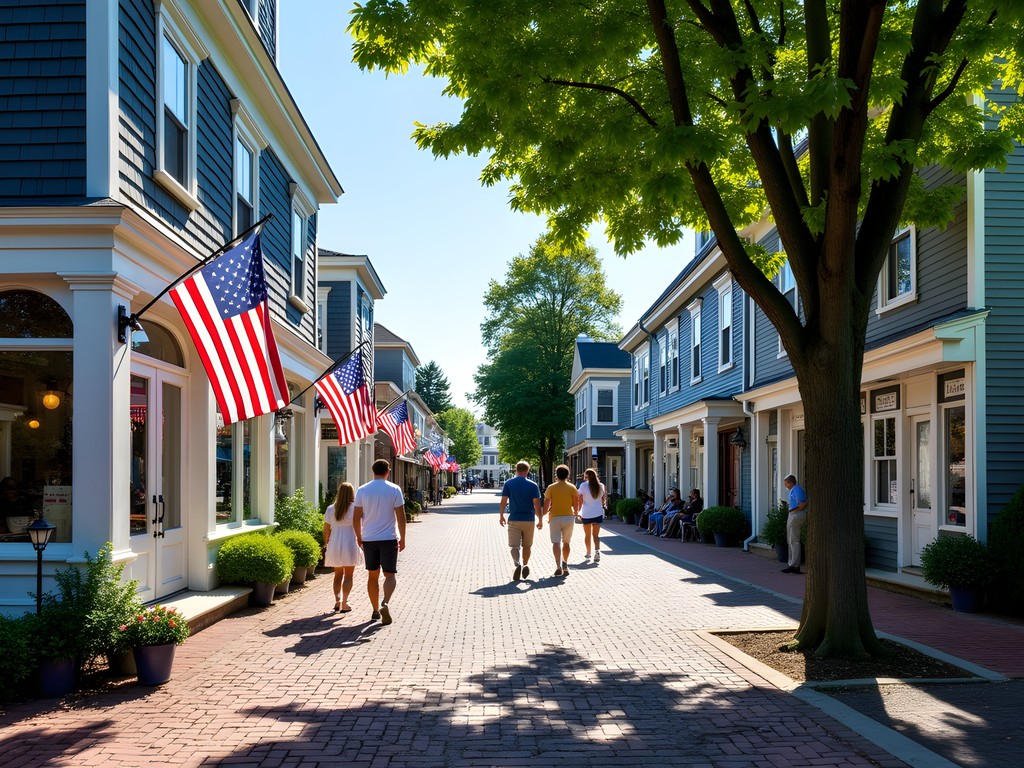 Main Street in Vineyard Haven Martha's Vineyard with historic shops and buildings