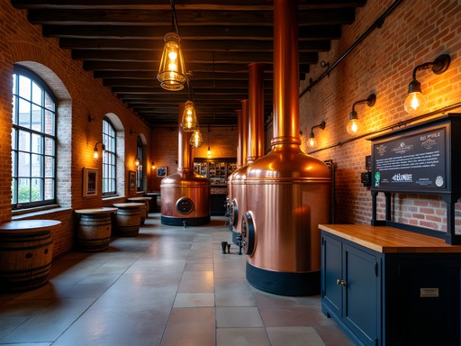 Historic Het Anker brewery in Mechelen with copper brewing kettles