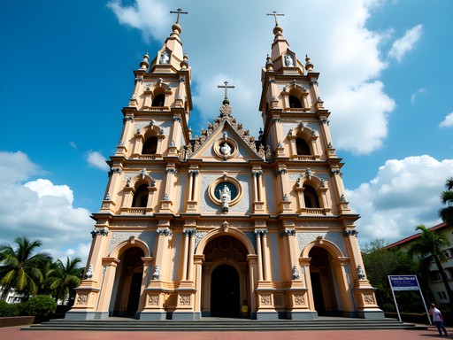 Colorful Dravidian architecture of Graha Maria Annai Velangkanni church in Medan