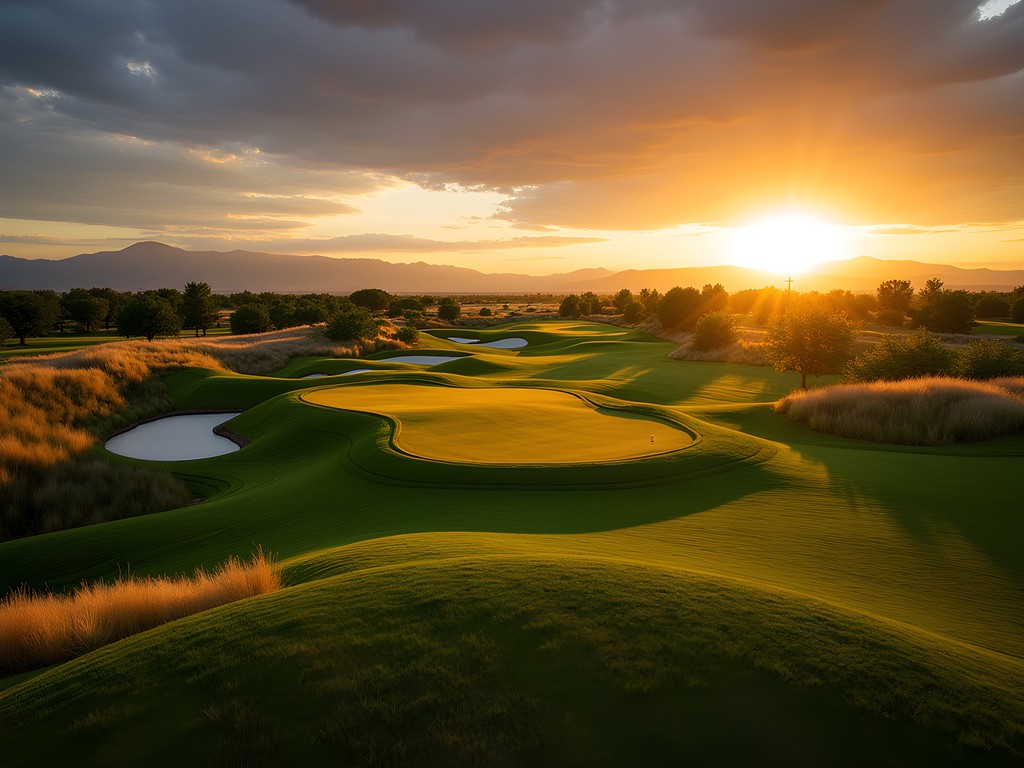 Sunset view of Banbury Golf Course with Boise foothills in background
