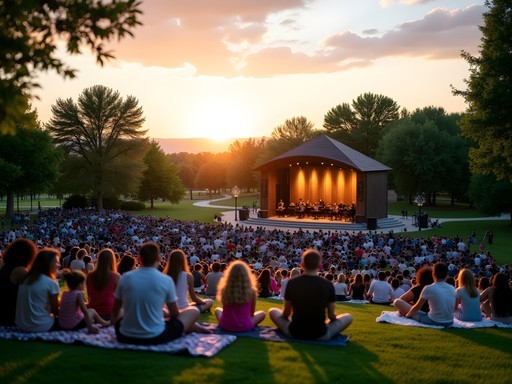 Evening concert at Julius M. Kleiner Memorial Park amphitheater in Meridian
