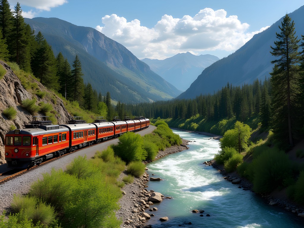 Thunder Mountain Line train traveling alongside the scenic Payette River