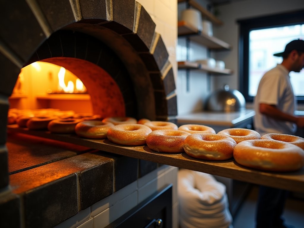 Wood-fired ovens at St-Viateur Bagel shop in Mile End neighborhood