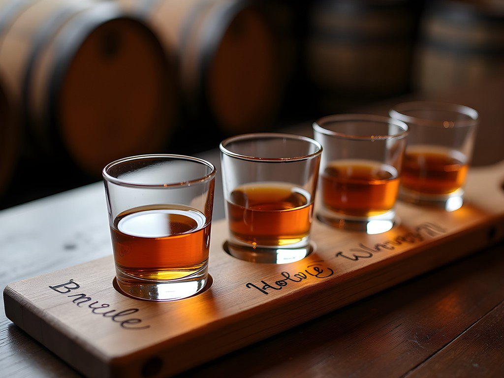 Whiskey tasting flight at Nelson's Green Brier Distillery in Nashville