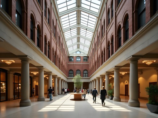 Restored interior atrium of the historic Hahne & Co. building in Newark