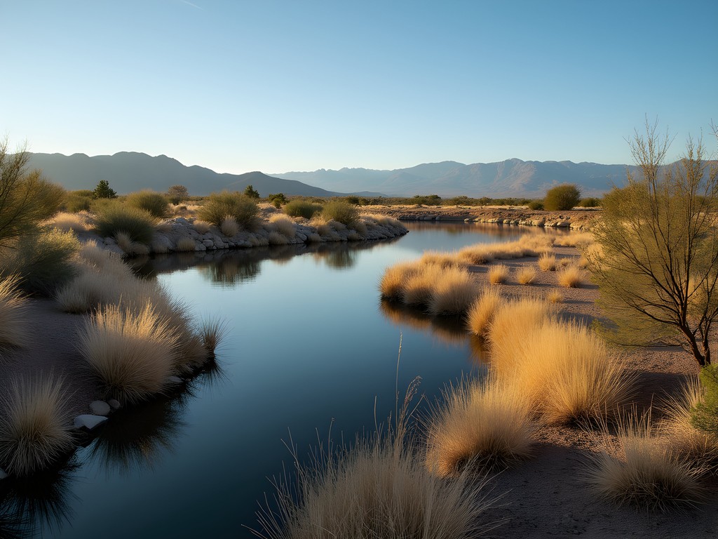 Winter afternoon at Aliante Nature Discovery Park with desert landscaping
