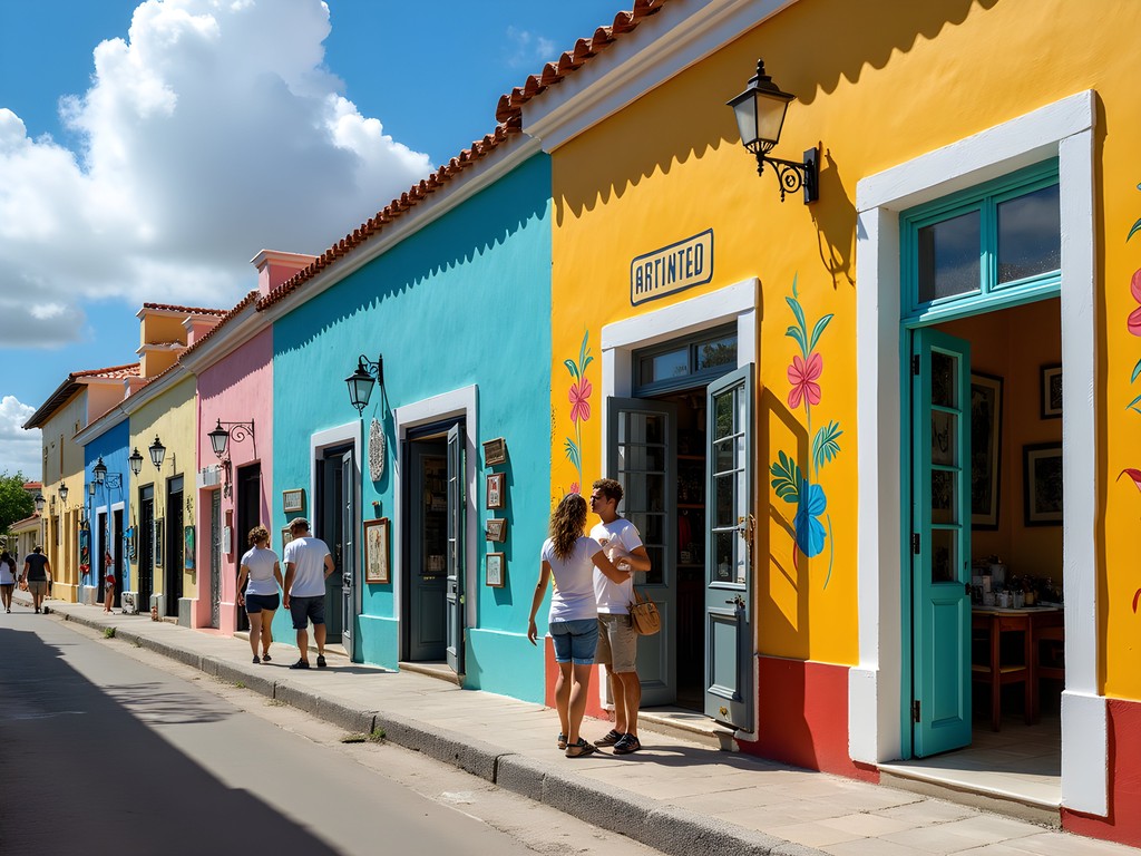 Colorful murals and art galleries on Zoutmanstraat in Oranjestad