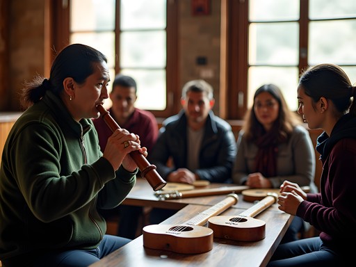 Traditional Andean music workshop with indigenous instruments in Otavalo