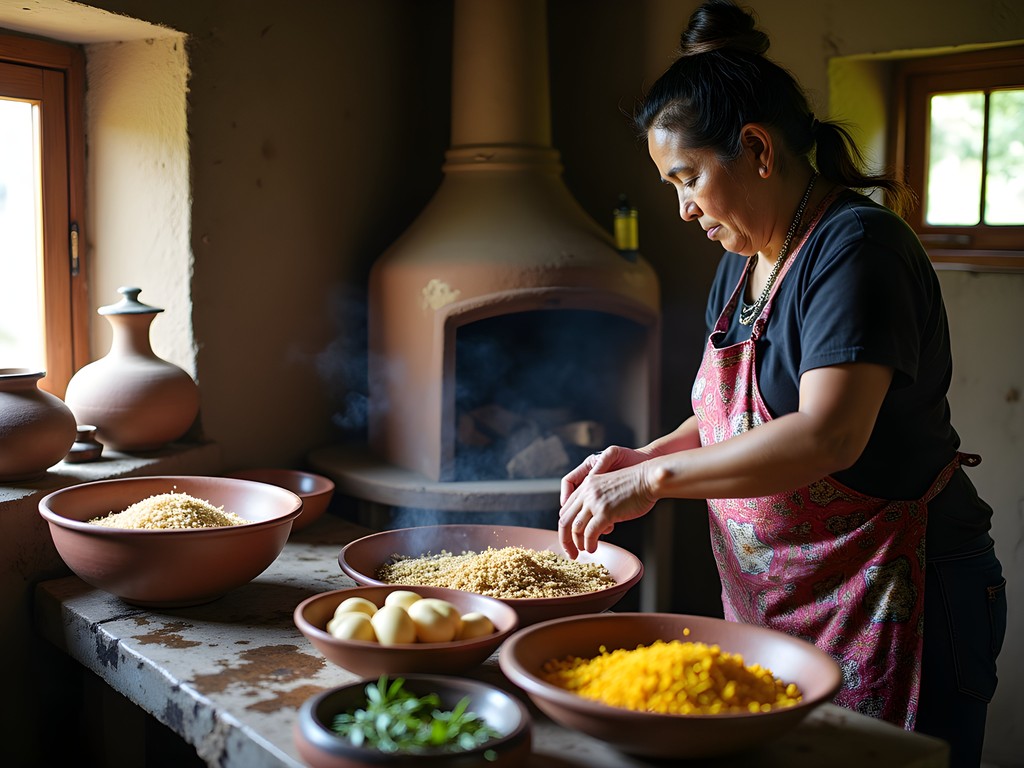 Indigenous cooking class preparing traditional Andean dishes in Otavalo