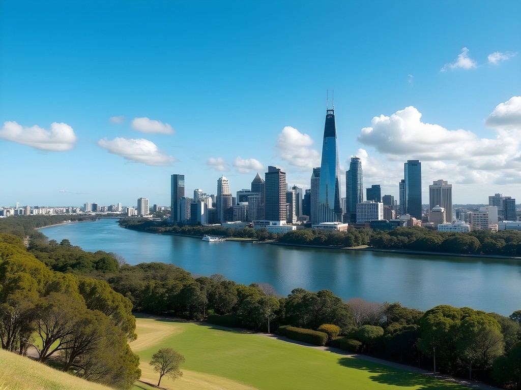 Panoramic view of Perth skyline from Kings Park Botanic Garden