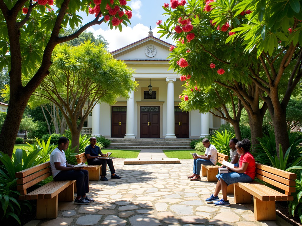 Garden courtyard at FOKAL cultural center in Port-au-Prince