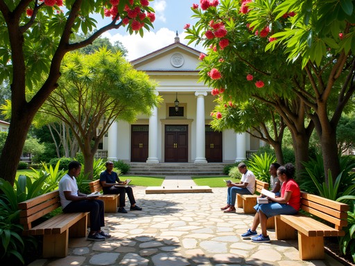 Garden courtyard at FOKAL cultural center in Port-au-Prince