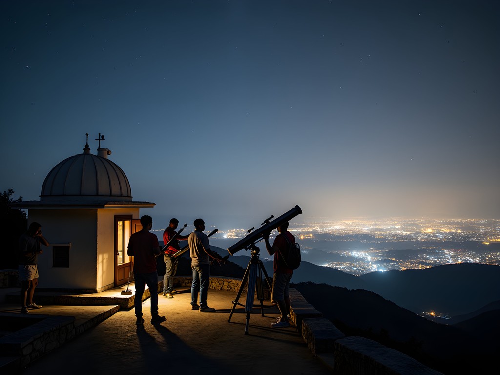 Nighttime telescope viewing at Observatoire Astronomique d'Haïti