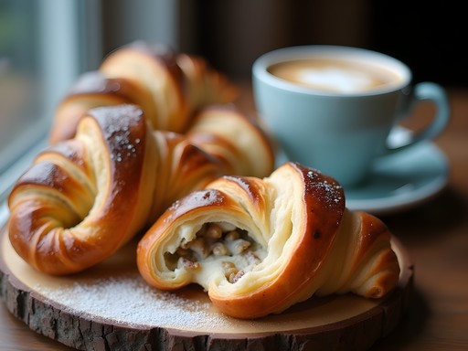 Traditional St. Martin croissants from Poznan with white poppy seed filling