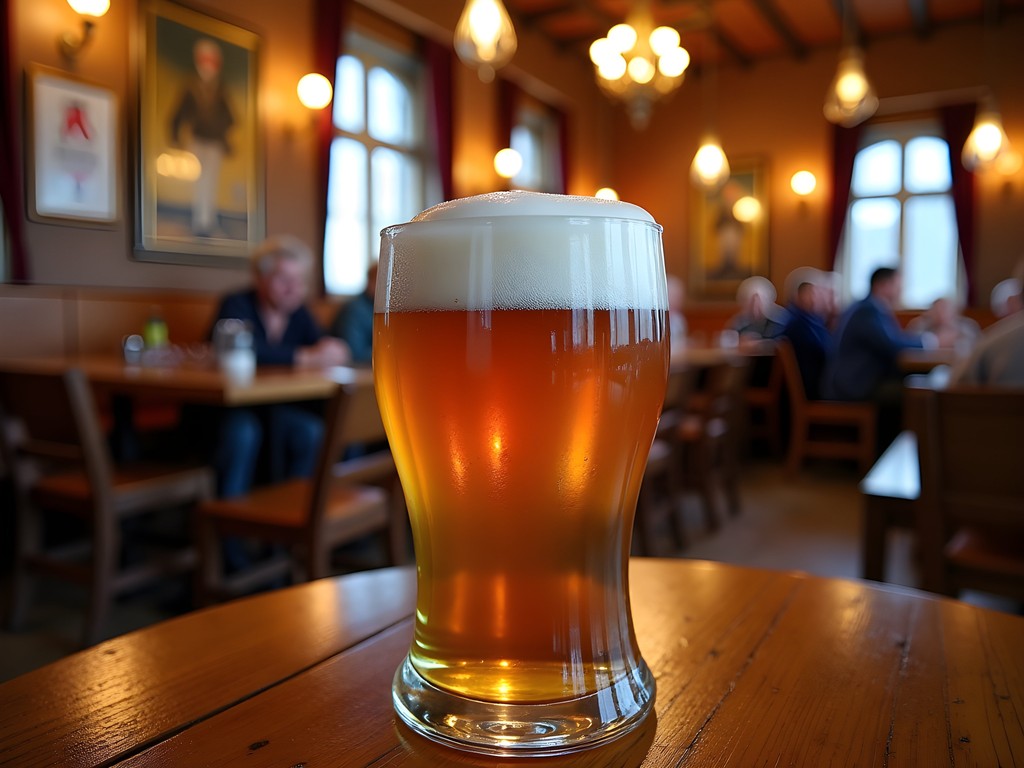 Andrew analyzing Czech beer foam patterns in Prague pub