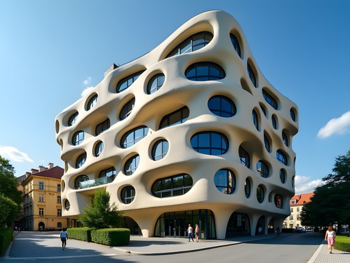 Dancing House in Prague with golden spiral architectural analysis