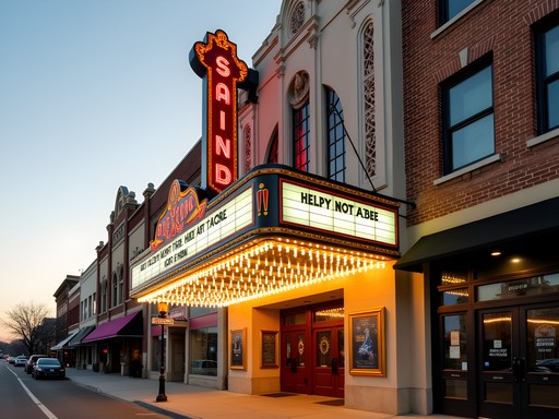 Historic art deco facade of the Stiefel Theatre in downtown Salina
