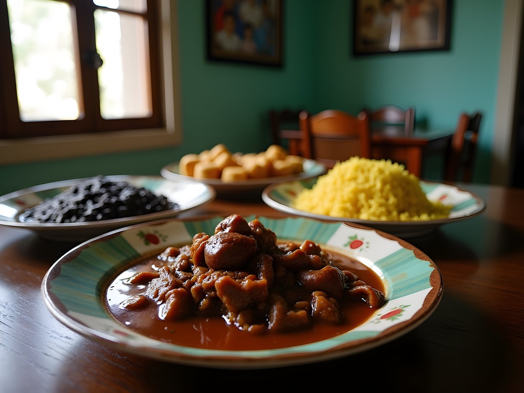 Authentic Cuban meal served in a family-run paladar in Santa Clara