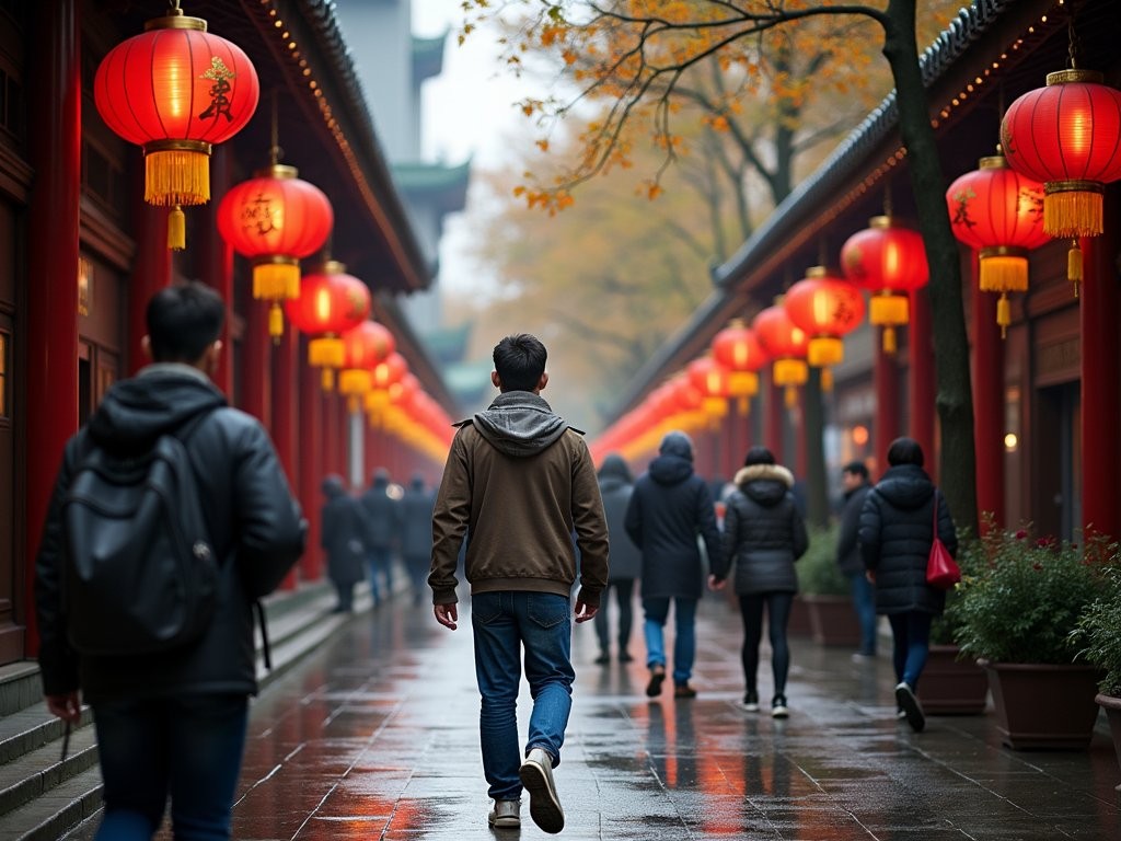 Narrow alleyways of Tianzifang shopping district in Shanghai with traditional architecture and modern boutiques