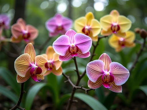 Vibrant display of rare orchids at National Orchid Garden in Singapore Botanic Gardens