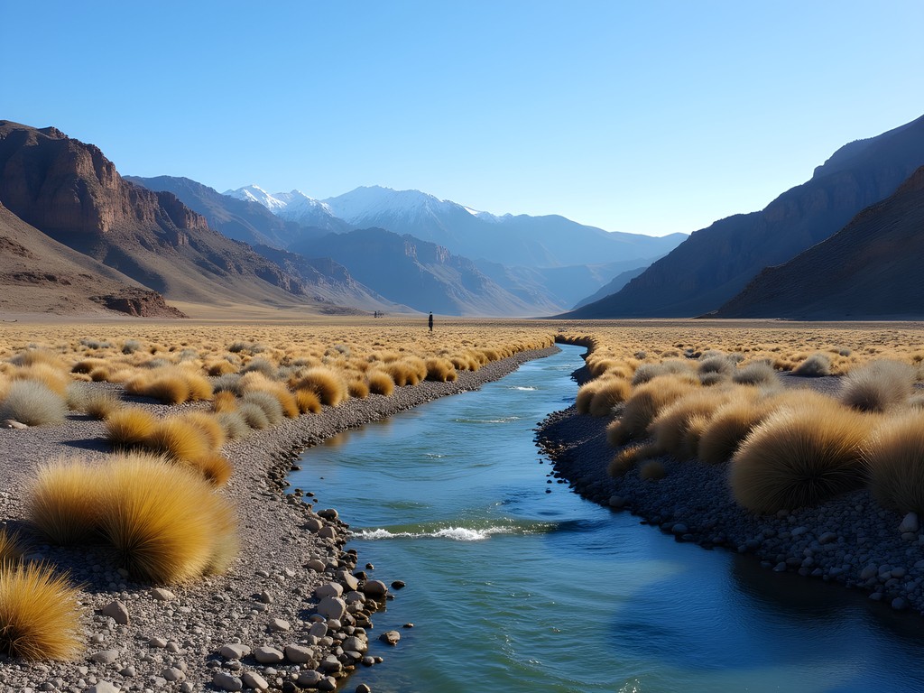 Truckee River east of Sparks with desert landscape and mountains