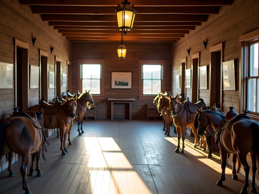Original Pony Express stables with period-accurate saddles and equipment in St. Joseph Missouri