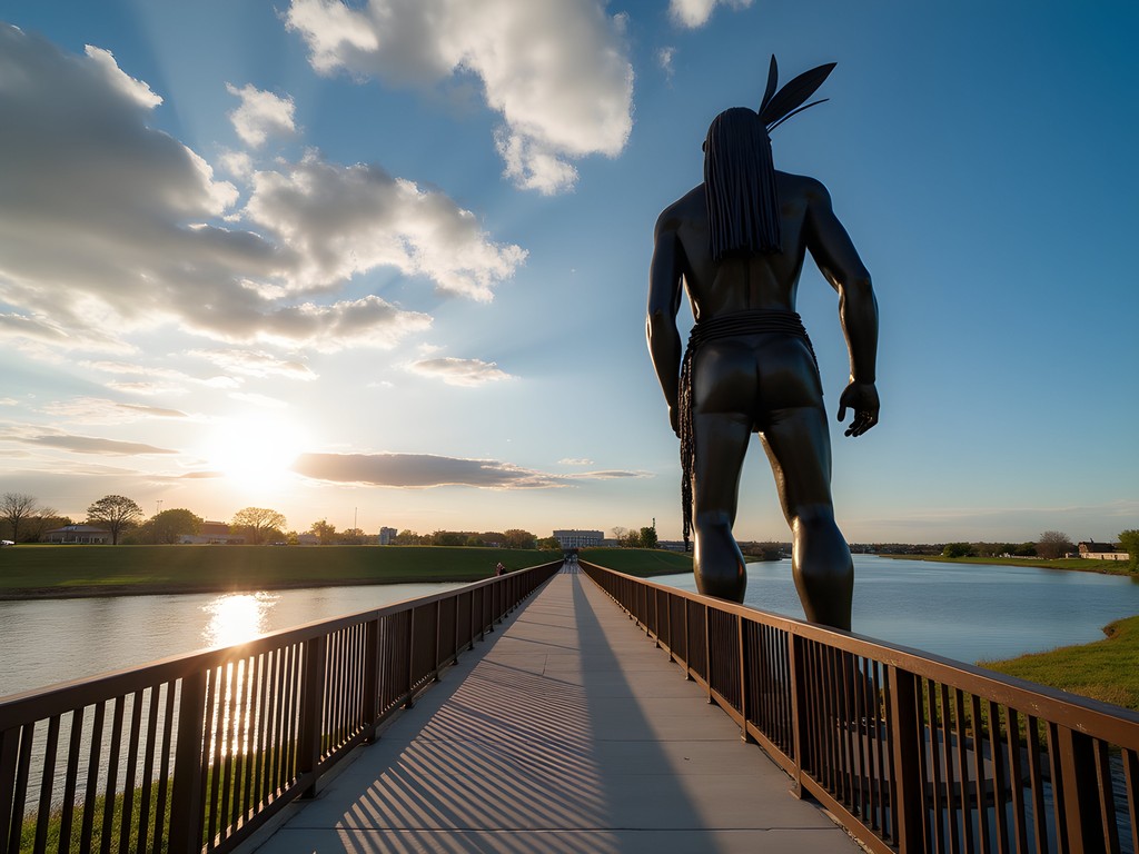 Keeper of the Plains sculpture at Arkansas River confluence in Wichita Kansas